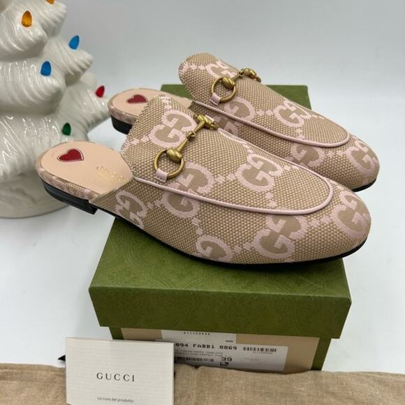 Women's Gucci Princetown slipper in jumbo GG Carmel canvas size 39 made in Italy - Picture 1 of 10